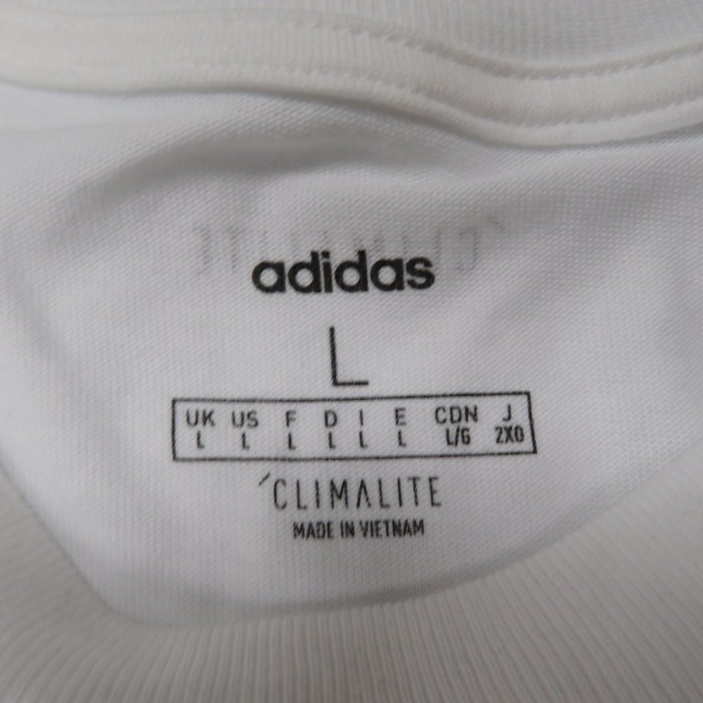 Adidas Slogan Graphic Tee T-Shirt White Climalite Mens Large NWT Cotton Poly - Picture 5 of 9